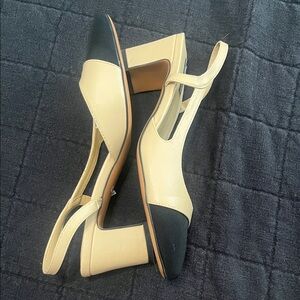 Amazon Beige and Black Slingback Heels